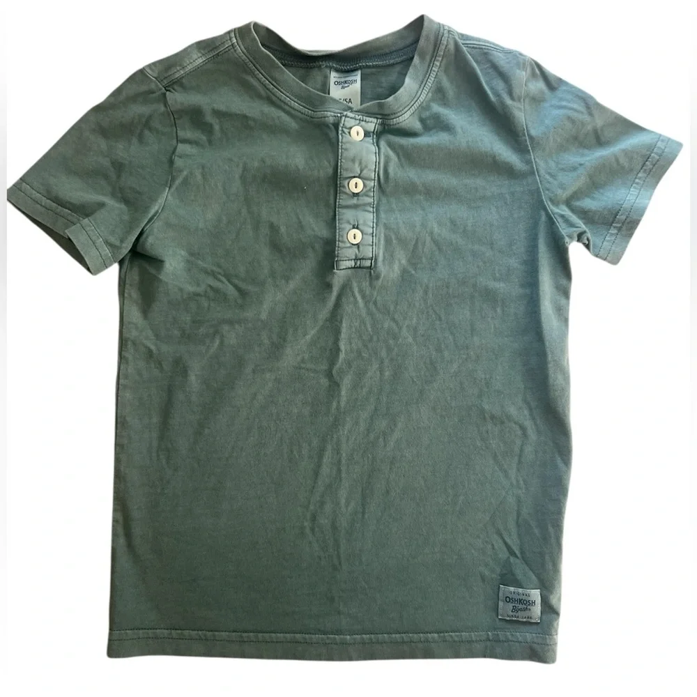 Oshkosh B’Gosh Boys Green Short Sleeve Henley | 5